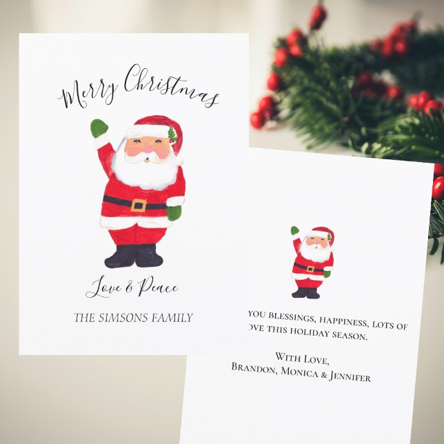 Watercolor Christmas Santa Merry and bright Holiday Card (Creator Uploaded)