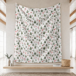 Watercolor Christmas Seamless Patterns  Fleece Blanket