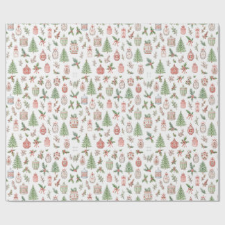 Watercolor Christmas Seamless Patterns Wrapping Paper