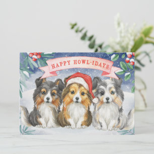 Watercolor Christmas Sheltie Happy Howlidays Card