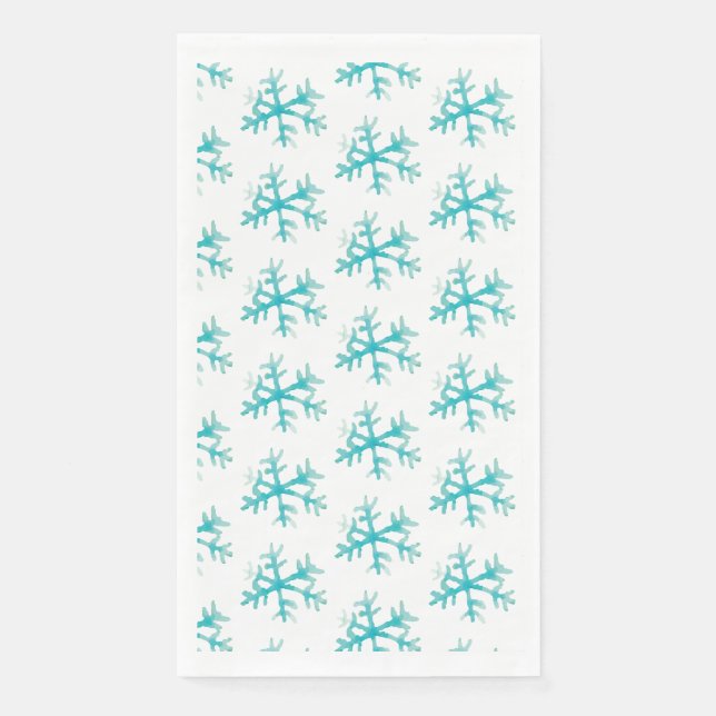 Watercolor Christmas Snowflakes Painted Pattern  Paper Guest Towels (Front)