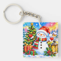 Watercolor Christmas Snowman Celebration