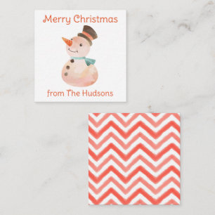 Watercolor Christmas Snowman Gift Enclosure Cards