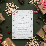 Watercolor Christmas Snowman Winter First Birthday Invitation<br><div class="desc">Surprise your guests with this cute invitation featuring watercolor snowman & custom text. Easily add the desired text by clicking on the "personalize this template" option.</div>