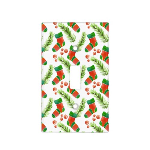 Watercolor Christmas Socks Pattern Light Switch Cover