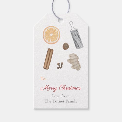 Watercolor Christmas Spices Holidays Baked Goods Gift Tags