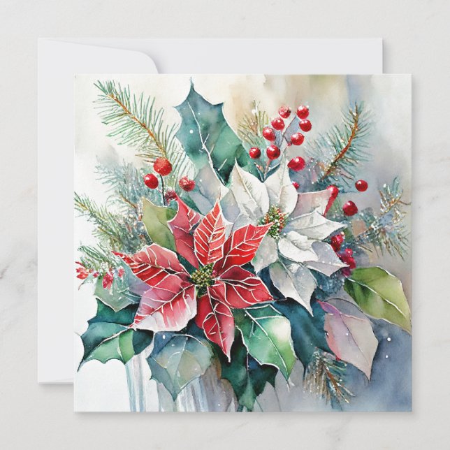Watercolor Christmas spray custom Holiday Card (Front)