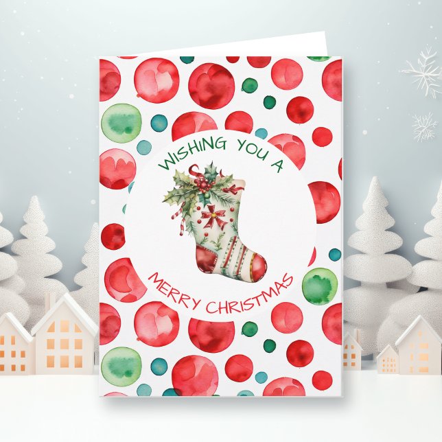  Watercolor Christmas Stocking Personalized Card (Creator Uploaded)