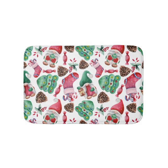 Watercolor Christmas Symbols  Bath Mat (Front)