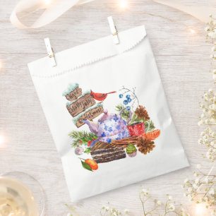 Watercolor Christmas Tea and Cake Time Favor Bag