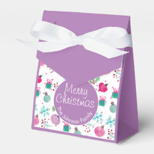 Watercolor Christmas Themed Hand Painted Pattern Favor Boxes
