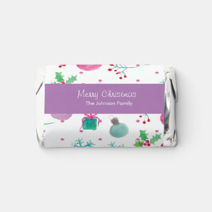 Watercolor Christmas Themed Hand Painted Pattern Hershey's Miniatures