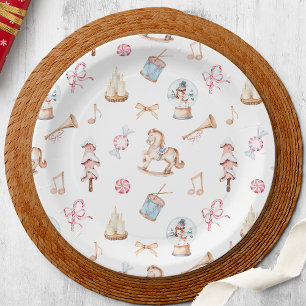 Watercolor Christmas Toys and Sweets Paper Plates