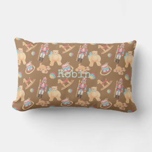 Watercolor Christmas Toys Lumbar Pillow
