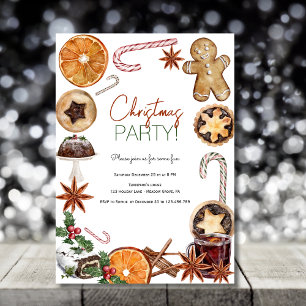 Watercolor Christmas Treats Festive Food party Invitation