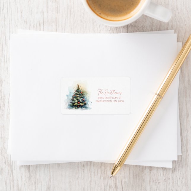 Watercolor Christmas Tree address Label (Insitu)