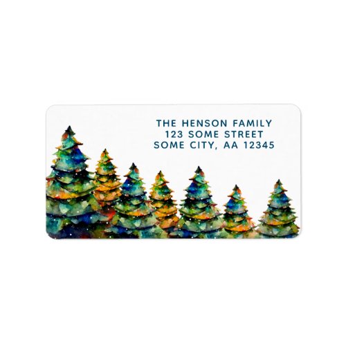 Watercolor Christmas Tree Artistic Holiday Address Label