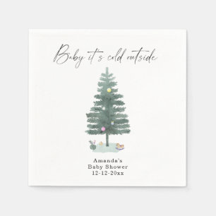 Watercolor Christmas tree baby shower Napkins