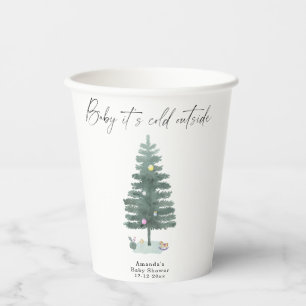 Watercolor Christmas tree baby shower Paper Cups