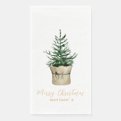 Watercolor Christmas Tree boho style  Paper Guest Towels