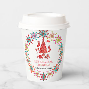 Watercolor Christmas Tree Botanical Cute Paper Cup
