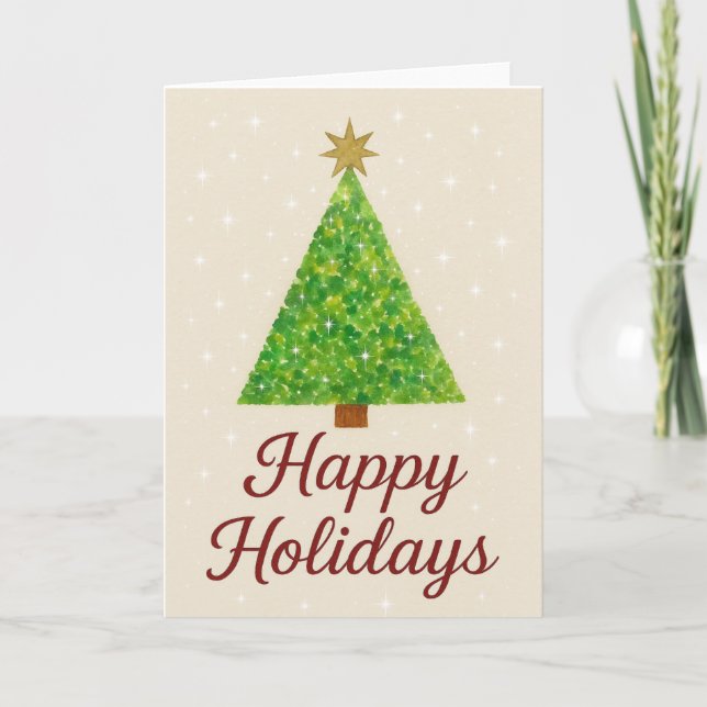 Watercolor Christmas Tree Card (Front)