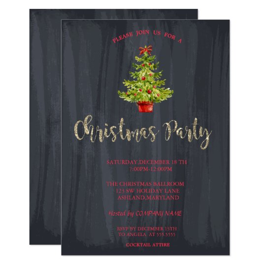 Watercolor Christmas Tree Company Party Invitation Watercolor Christmas Tree Company