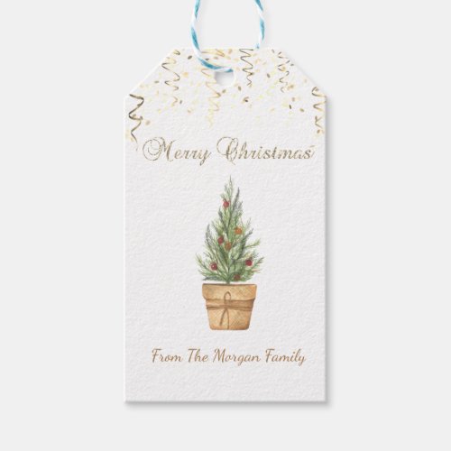 Watercolor Christmas TreeConfetti  Gift Tags