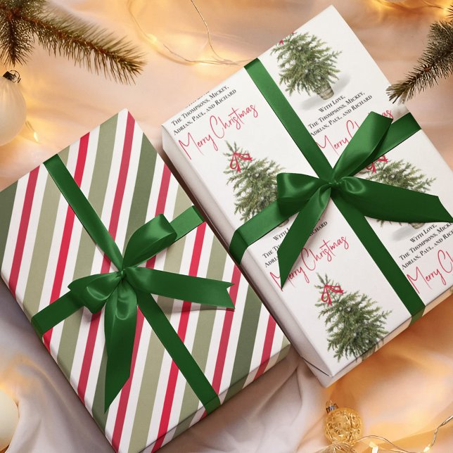 Watercolor Christmas Tree Elegant Custom Wrapping Paper Sheets (Whimsical Merry Christmas holiday custom wrapping paper. )