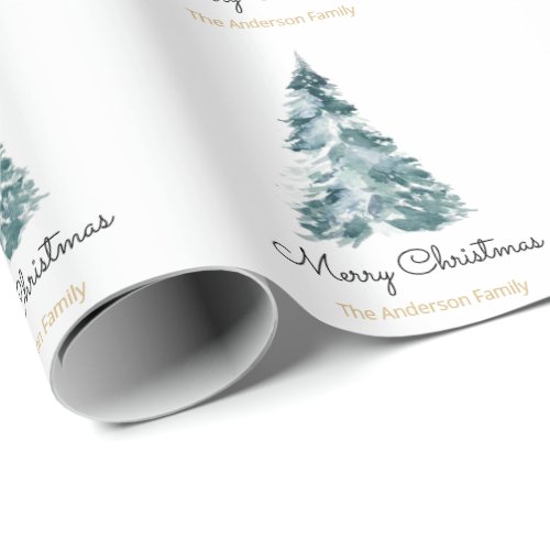 Watercolor Christmas tree elegant whimsical Wrapping Paper