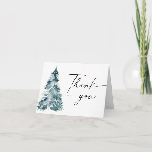 Watercolor Christmas tree elegant winter Thank You Card