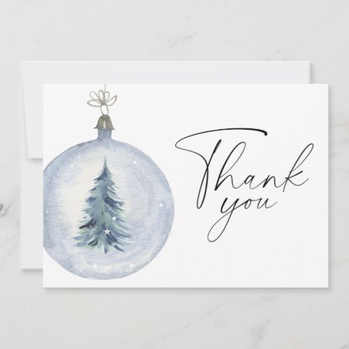 Watercolor Christmas tree elegant winter Thank You Card