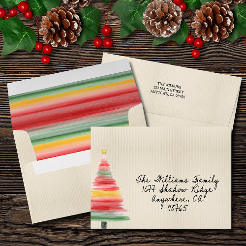 Watercolor Christmas Tree Envelope