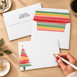Watercolor Christmas Tree Envelope
