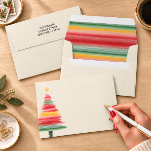 Watercolor Christmas Tree Envelope
