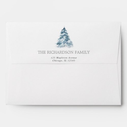 Watercolor Christmas tree envelopes for 5x7 card