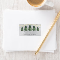 Watercolor Christmas Tree Farm Gray Return Address