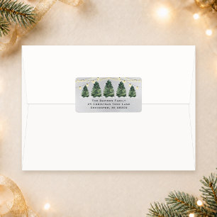Watercolor Christmas Tree Farm Return Address Label