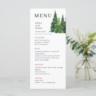 Watercolor Christmas Tree Festive Wedding Menu