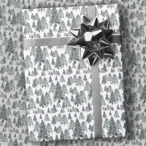 Watercolor Christmas Tree Forest Winter Wonderland Wrapping Paper