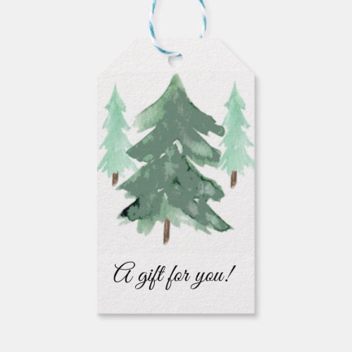 Watercolor Christmas Tree Gift Tag