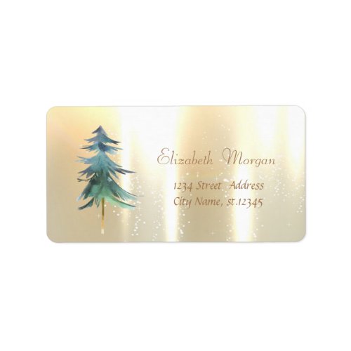 Watercolor Christmas Tree Gold Label