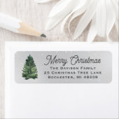 Watercolor Christmas Tree Gray Return Address Label (Insitu)