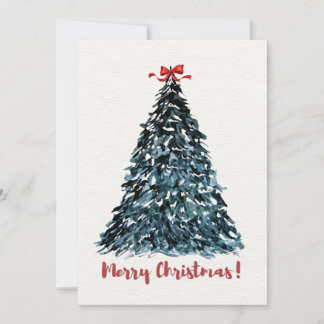 Watercolor Christmas Tree Greeting Card Elegant