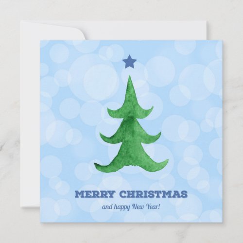 Watercolor Christmas Tree Holiday Card