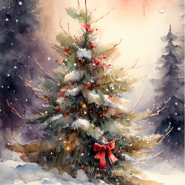 Watercolor Christmas Tree Holiday Card (Creator Uploaded)