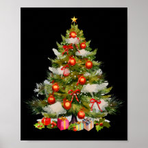 Watercolor Christmas Tree, Holiday Decor