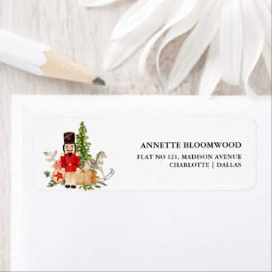 Watercolor Christmas Tree   Holiday Nutcracker Label