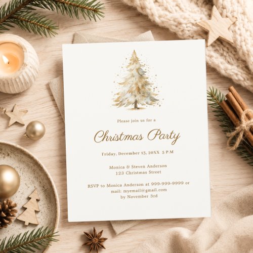 Watercolor Christmas Tree Holiday Party Invitation