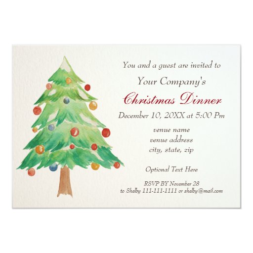 Watercolor Christmas Tree Holiday party Invite | Zazzle
